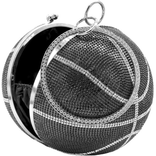 UMREN WOMEN BASKETBALL SHAPED CROSS BODY PURSE RHINESTONE ROUND BALL CRYSTAL EVENING BAG CLUTCH HANDBAG FOR WEDDING