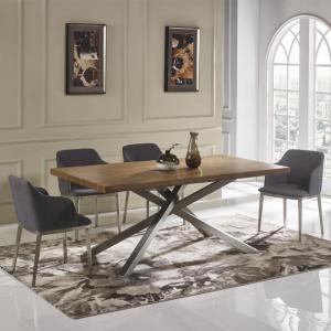 Quality Wood Metal Luxury Modern Dining Table Set Lightweight Removable for sale