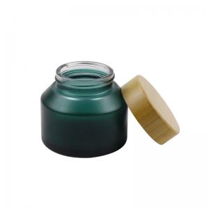 China OEM 3ml 7ml Skincare Cream Jar Luxury Glass Cosmetic Jars With Bamboo Lids on sale