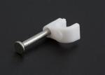 White Plastic Circle Cable Wire Clips / Screw In Cable Clips With Steel Nail