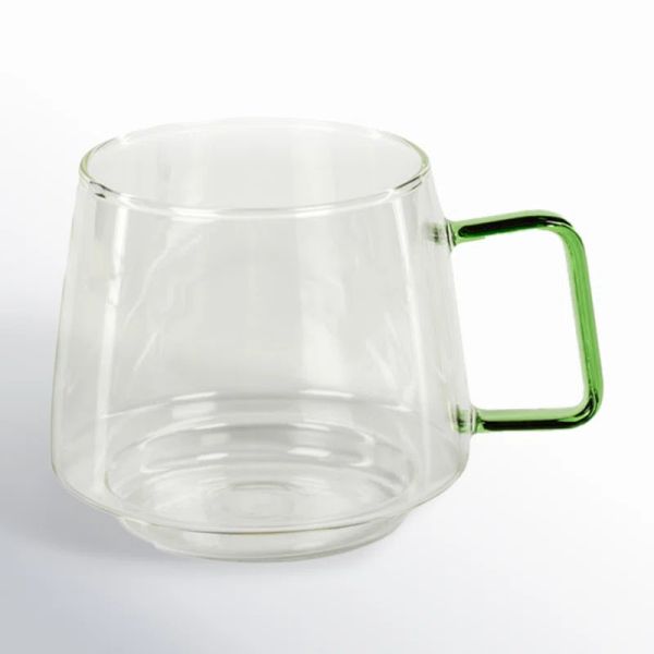 OEM Drinking Glass Tea Cup High Borosilicate Glass Mug With Fully Colored Handles