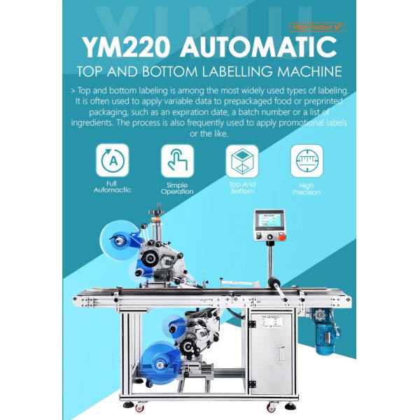 Flat Bottle Double Sides Labeling Machine with 350 KG Load Capacity by YIMU YM220