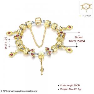 Quality SJ Bonzer Rose Flower Key Charm Bracelet Magnet Buckle Cubic Zirconia Dubai Jewelry Handmade Gold Bead Bracelet for sale