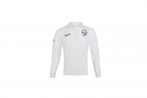 China 180GSM Lapel Collar Men White Long Sleeve T Shirt With Buttons And Embroidery on sale