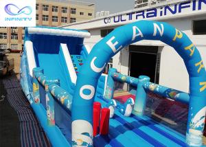 China Giant outdoor Inflatable ocean park water slide with bounce house for rental or party on sale