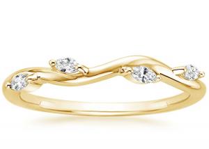 China Winding Willow 14K Yellow Gold Jewelry Ring With 2×4mm 0.40ct Diamond on sale