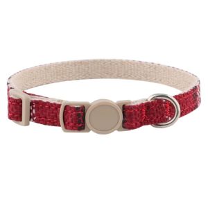 China Anti Allergic Cat Collar With Bell Cotton Linen Adjustable Safe Cute Pet Collar on sale