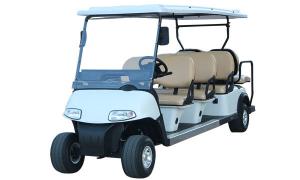 China Pure White Color Golf Sightseeing Car Electric Powered Golf Carts With 6+2 Sofa Seats on sale