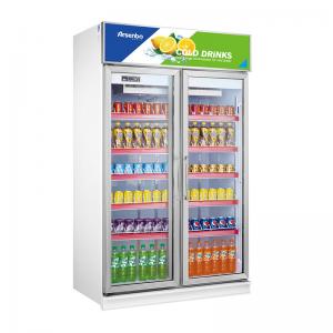 China 1000L Commercial Beer Coolers , Stainless Steel Upright Double Door Display Freezer on sale