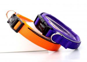 Quality Durable Soft Strong Nylon Dog Collars Adjustable Cat / Puppy Collar Orange / Blue for sale