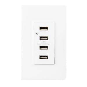 Quality White Usb Wall Outlet , Usb Electrical Outlet 4 USB Ports With 2 Wall Plates for sale