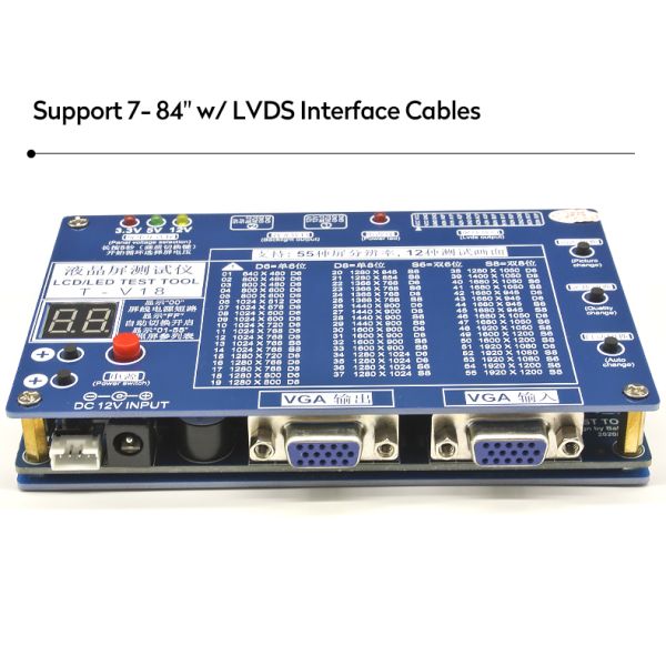 Laptop TV LED LCD Panel Tester Tool 7-84 Inch LVDS Interface Cables Inverter Support