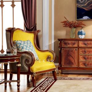 Quality Living Room Luxury Wooden Frame Classic Leather Leisure Arm Chair for sale