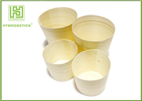 Buy Eco-friendly Disposable Wooden Round Cup for Food with Different Size at wholesale prices