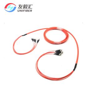 Quality 6/8/12 Core Indoor Pre Terminated Breakout Fiber Optic Cable Multimode OM2 ST - ST for sale