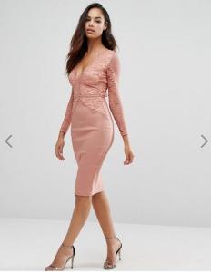 Quality Newest Design Women Sexy Bodycon V-Neck  Dress With Lace Detail Hot Sale for sale
