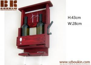 Quality Hand-made Wall Mounted Bottle Storage Holder pine wooden Wine Rack HOME WINE STORAGE for sale