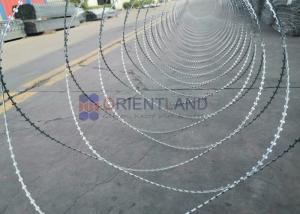 Quality Durable Concertina Razor Wire Coil , Obstacle BTO Security Barbed Wire Fencing for sale