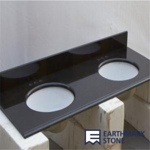 Quality Absolute Black Granite Bathroom Vanity Top with Double Sinks for sale
