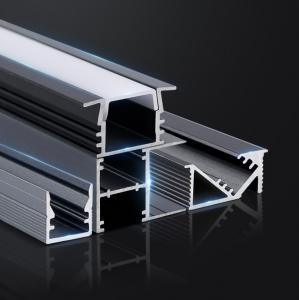 China Recessed LED Aluminum Profile Black Silver 6063 / 6061 / 6005 / 6060 T5 / T6 on sale