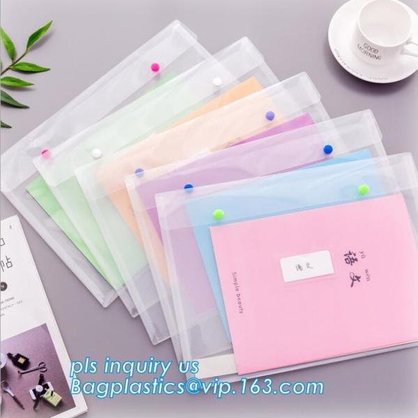 A4 custom PP plastic file folder, document wallet with button, pp a4 decorative