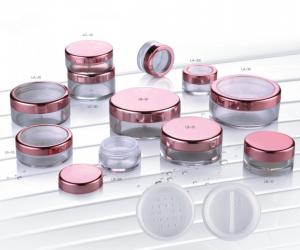 Quality Empty Cosmetic Compact Containers Round Plastic Transparent Loose Powder Case 20g for sale