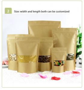 China Food Grade Kraft Paper Bag With Clear Window / Mylay Bag For Bean , Candy , Bread , Coffee on sale