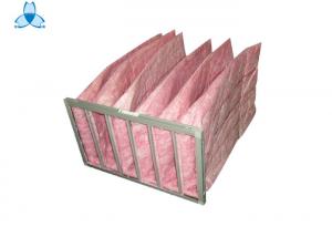 Quality Pink F7 Air Filter Aluminum Alloy Frame , 6 Pockets Air Handler Filters for sale