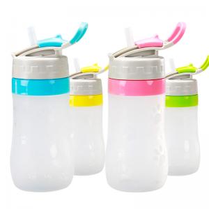 China Children Bottle 300ML Silicone Drinking Cups Candy Color for travel，Sippy cups. on sale