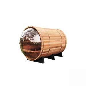 China Electric Canadian Hemlock Wood Barrel Sauna Panoramic Round Cedar Sauna on sale
