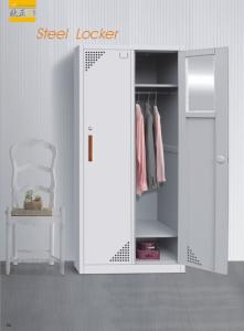 Quality Thick 2 Door Steel Locker With Cloths Hanger Upper 2 Fixed Shelf Any RAL/LK Color for sale