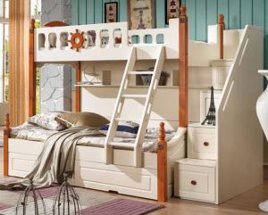 Quality Mediterranean Style Kids Furniture Wooden Storage Children Bunk Bed for sale