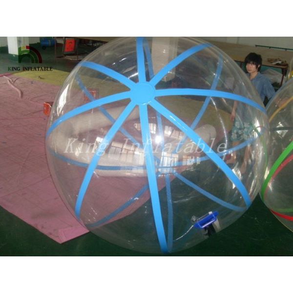 Buy 1.0mm PVC Transparent Walk On Water Inflatable Ball With Blue Strings at wholesale prices