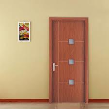 China PVC Membrane MDF Flush Interior Door With Glass Eco - Friendly Paint on sale