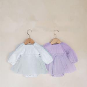 Quality Bright New Born Rompers Baby Puff Sleeve Gauze Cotton Dress Overalls for sale