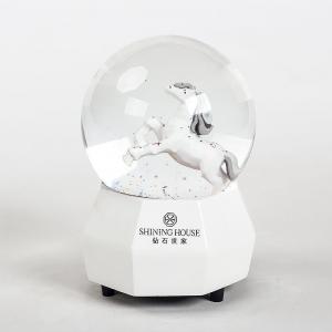 China White Horse Internal Rotation 100mm Promotional Snow Globe on sale