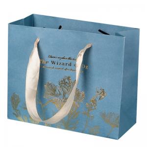 Quality Shopping Cardboard Clothing Packaging Kraft Paper Bags With Ribbon Handle for sale